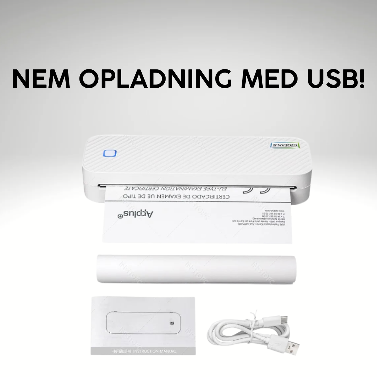 LynPrint | Bærbar A4 termisk printer uden blæk Bluetooth fotos PDF-dokument