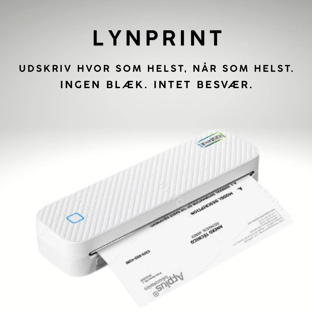 LynPrint | Bærbar A4 termisk printer uden blæk Bluetooth fotos PDF-dokument