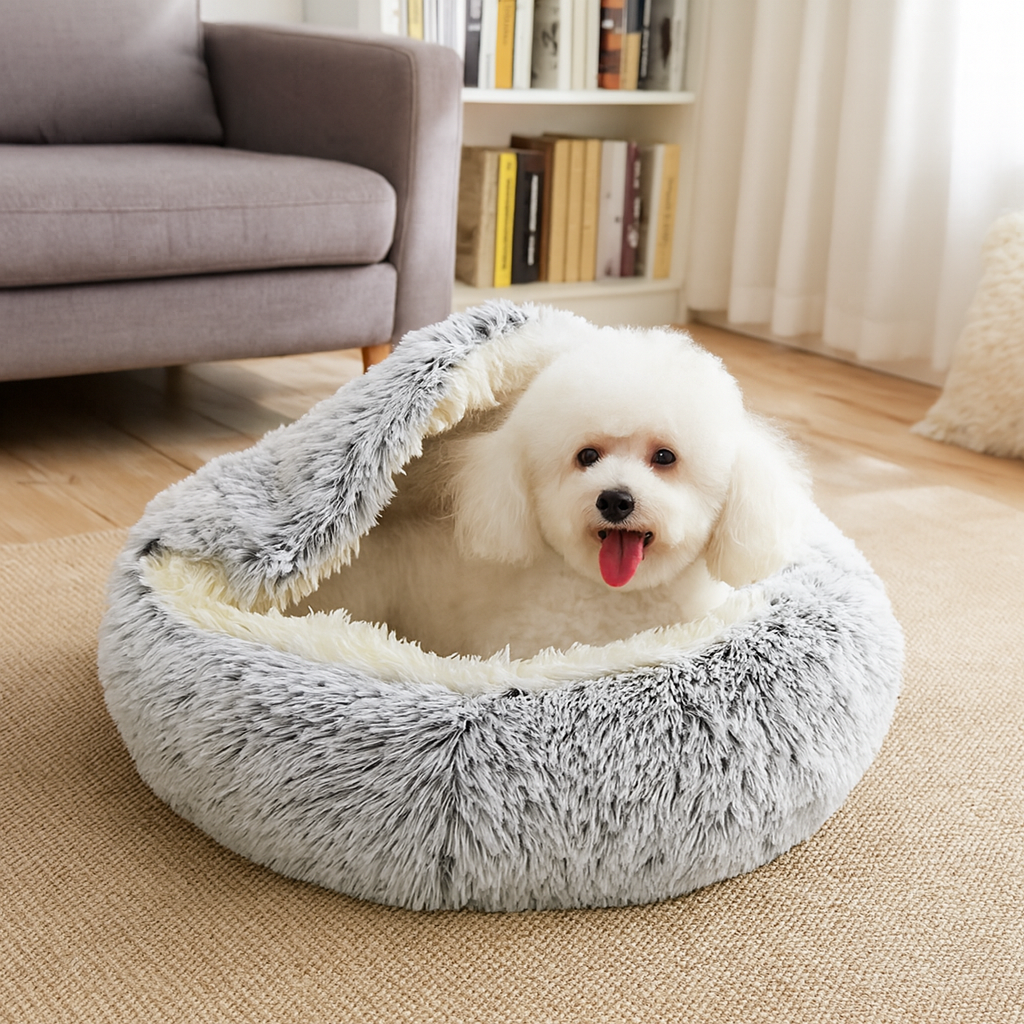 HyggeRede | 2-i-1 Plys Hunde- Eller Katteseng med Skridsikker Bund