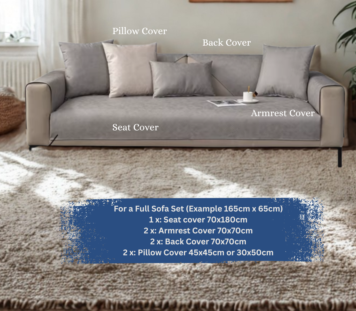 Sofaskjold | Vandtæt, skridsikkert sofabetræk i chenille