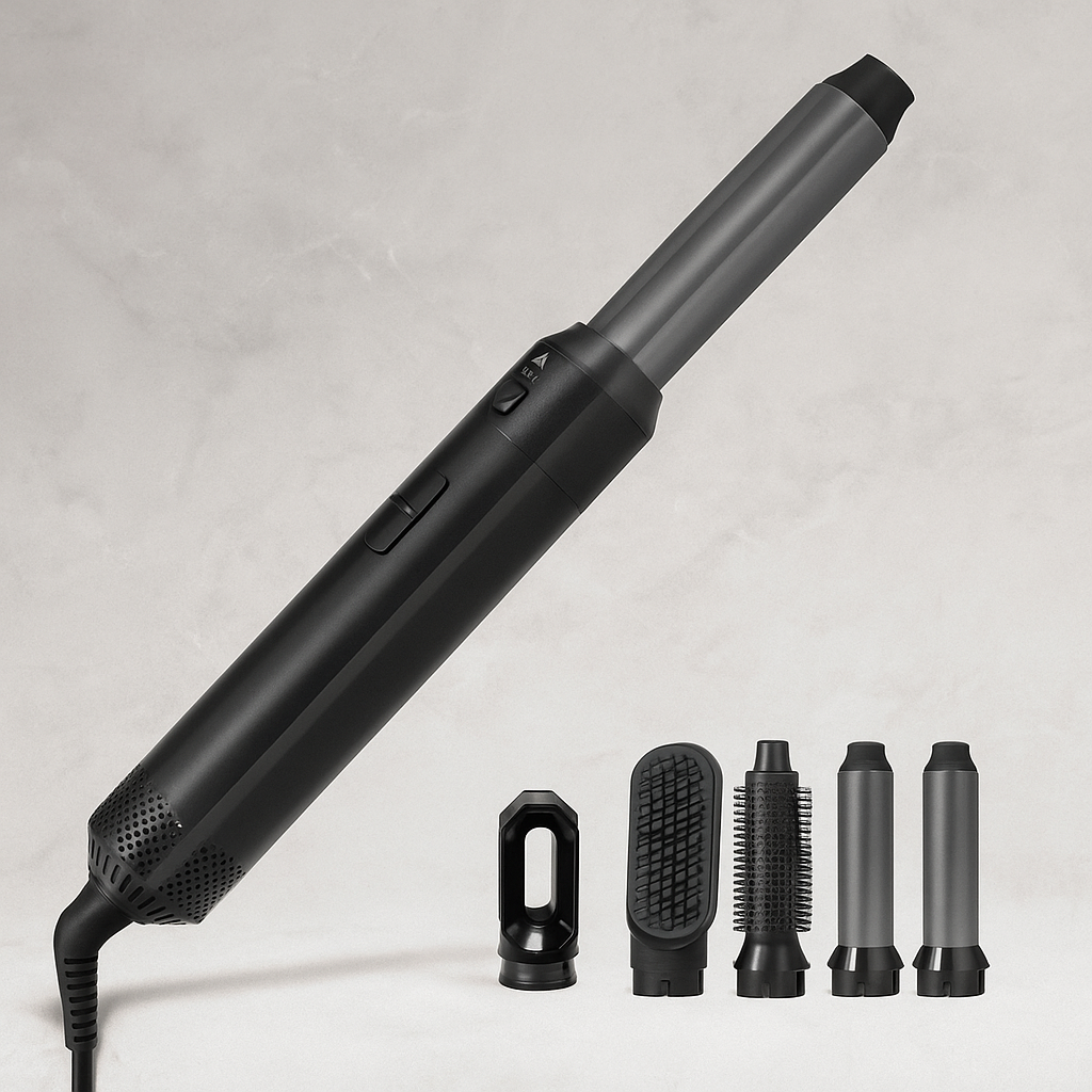 Lufté | 5-i-1 komplet hårstylingsæt med hårtørrersæt, varm kam, krøllejern, glattejern