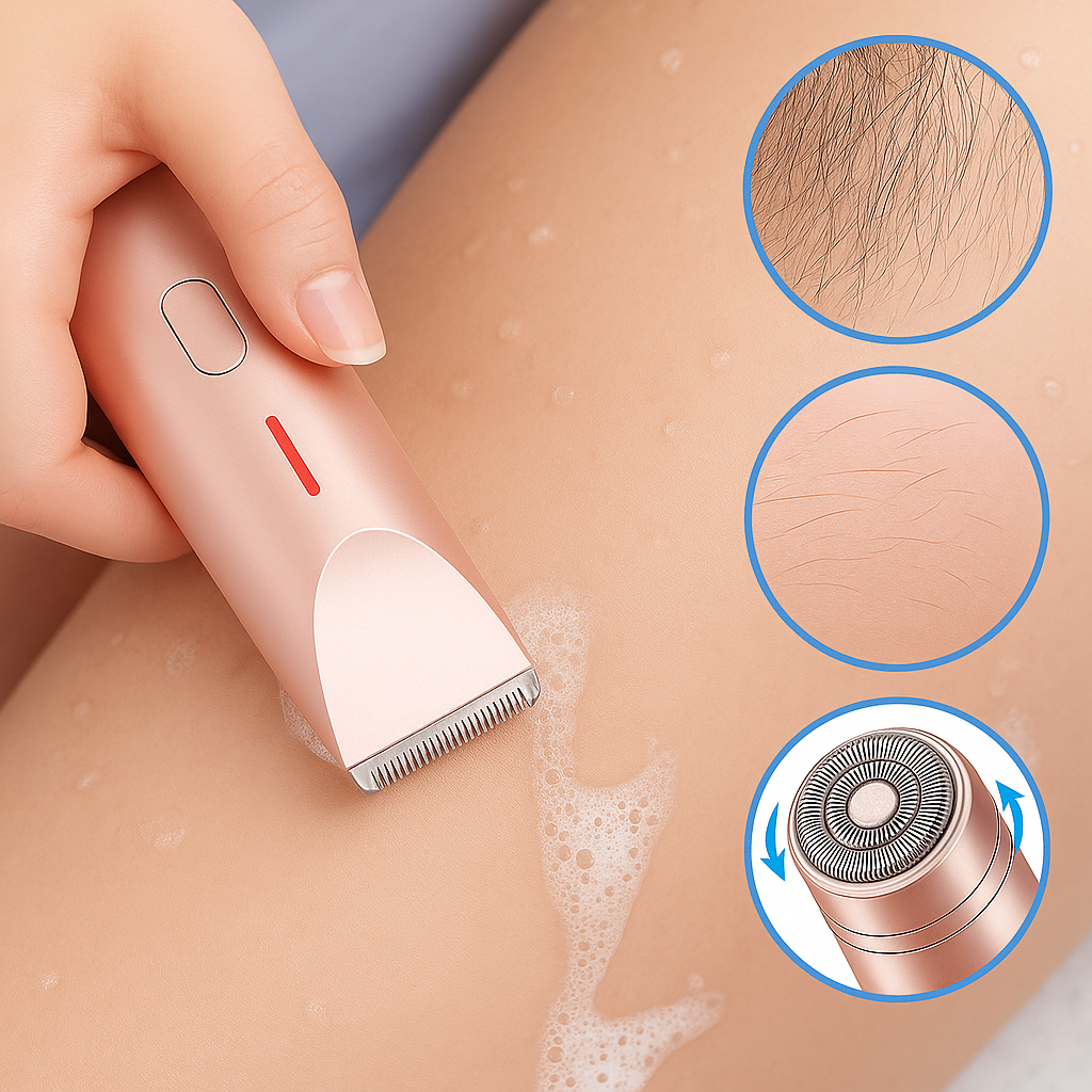 SilkeTrim | 2-i-1 dobbelthoved smertefri våd- og tørbikinitrimmer til kvinder